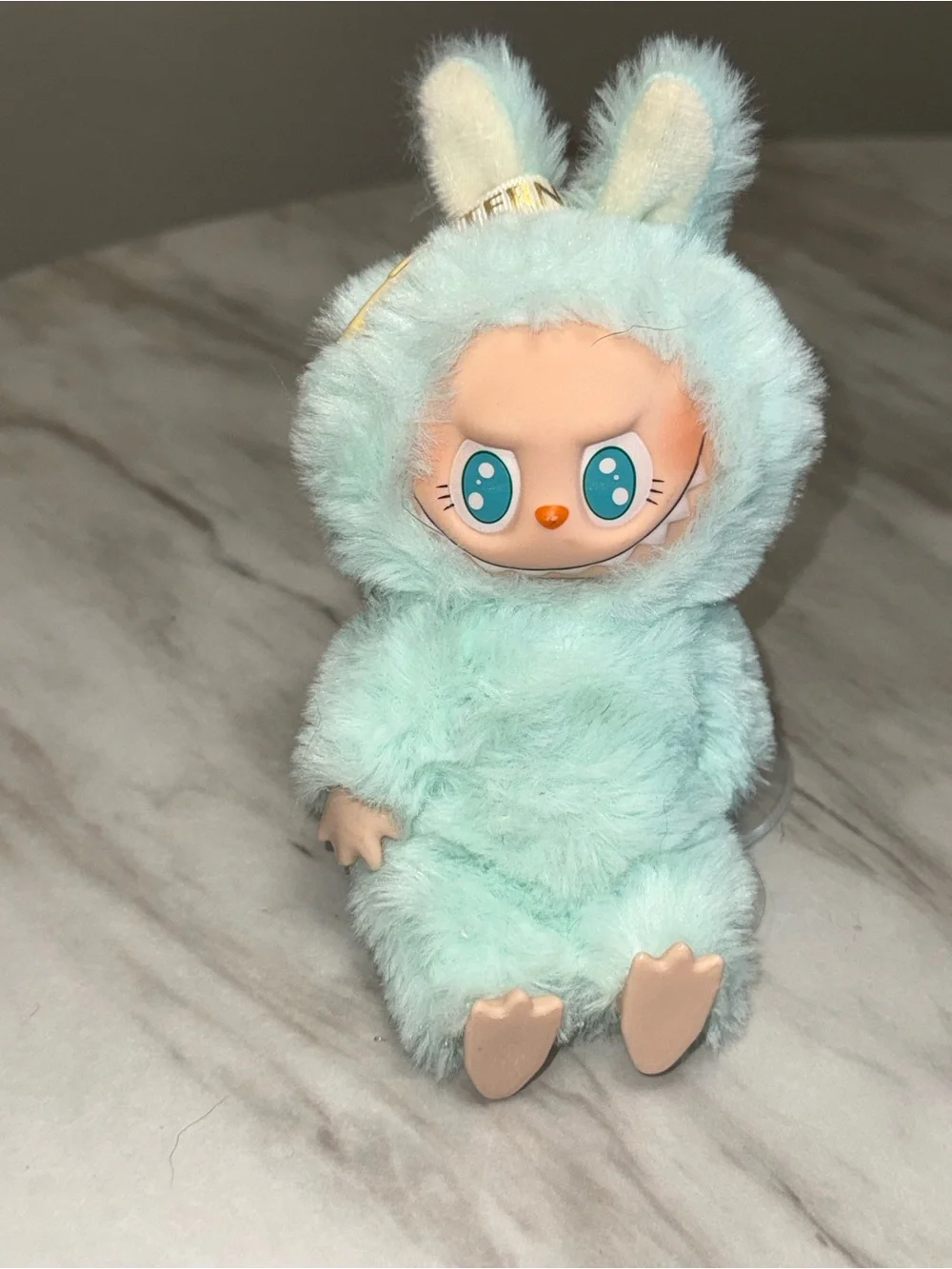 Labubu Monster have seat light blue keychain character Ququ